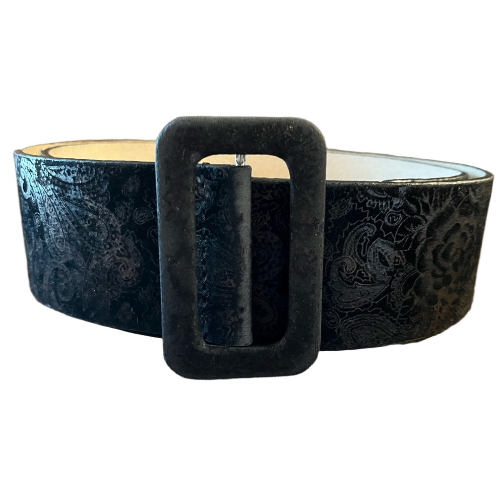 Olga Santini - Genuine Leather Thick Paisley Floral Belt Size XL